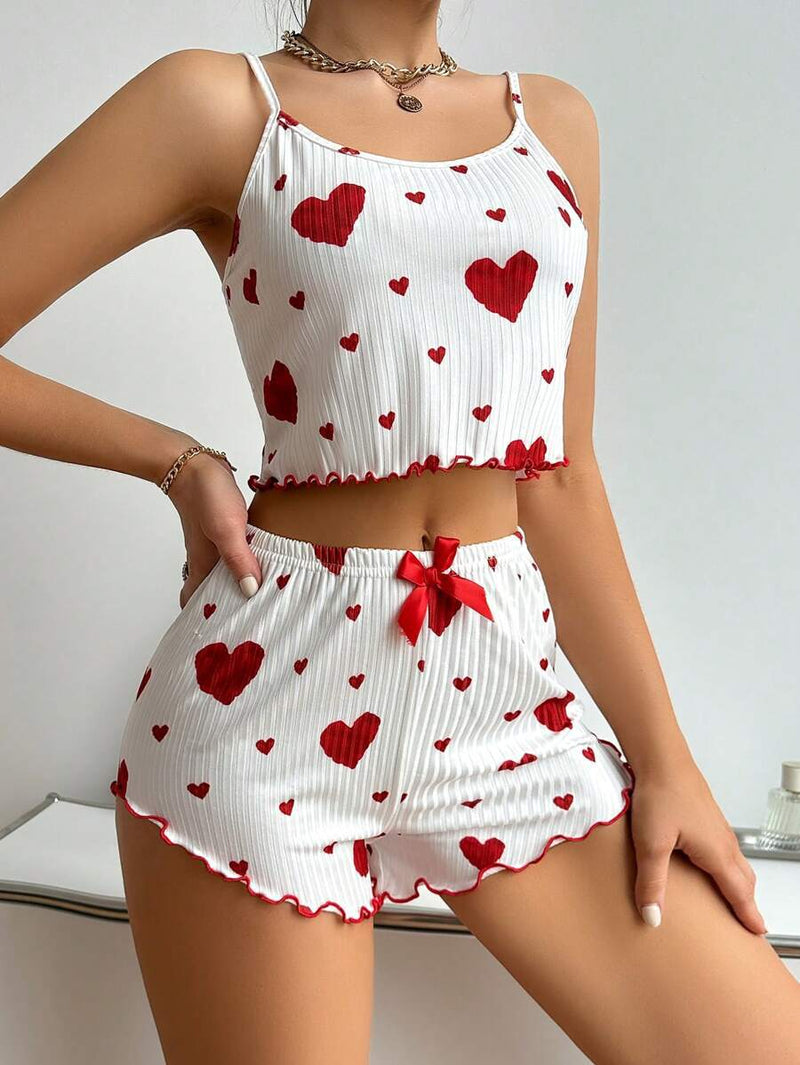 Pijama Feminino com Estampa de Coração